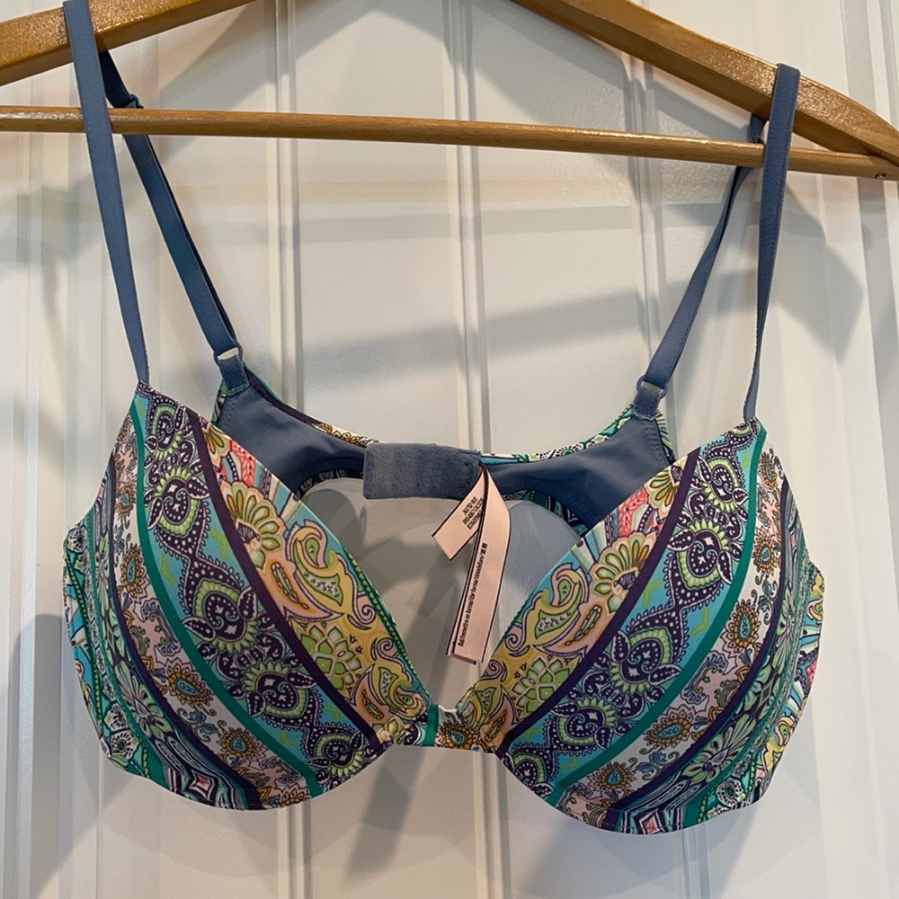 VS padded plunge bra paisley print 34 D